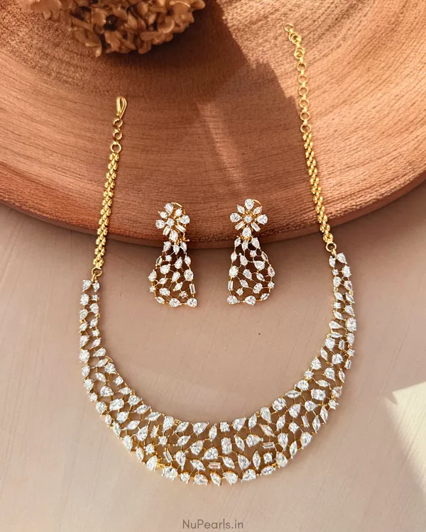 Gazal_CZ_Premium_Gold_Plated_Necklace_Set|Screw_Back_Earrings