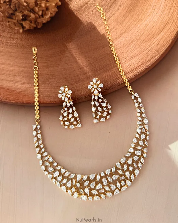 Gazal_CZ_Premium_Gold_Plated_Necklace_Set|Screw_Back_Earrings