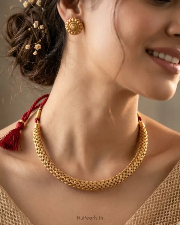 Gold_Jalli_Gehna_Hasli_Necklace_With_Earrings