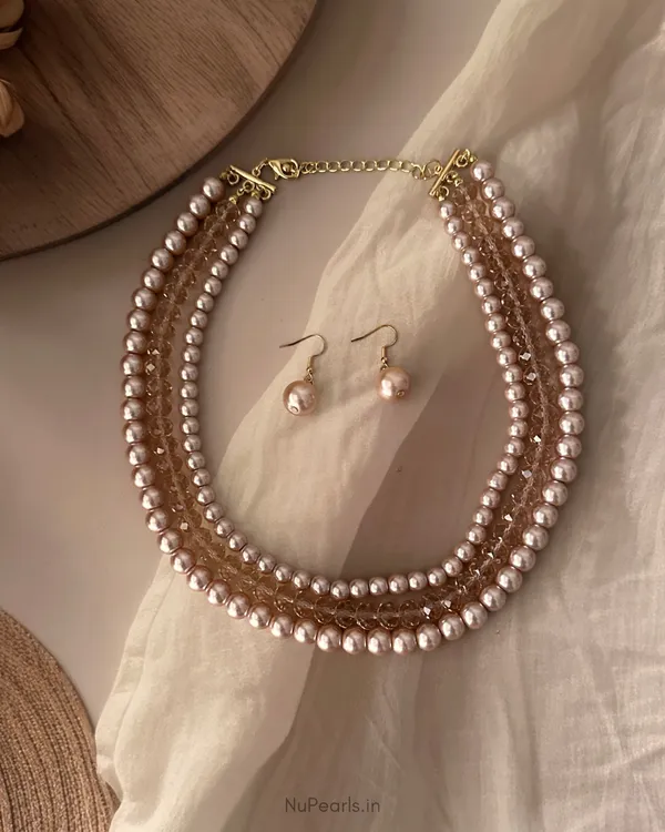 Handmade_Rose_Gold_Amelia_Pearl_&_Crystal_3_Layered_Mala_Necklace_With_Earrings