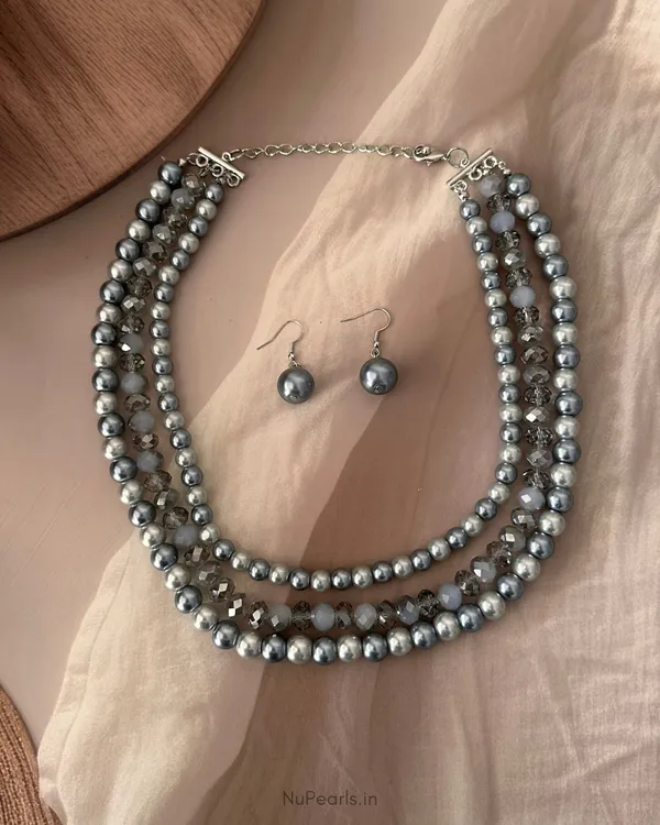 Handmade_Silver-Grey_Amelia_Pearl_&_Crystal_3_Layered_Mala_Necklace_With_Earrings