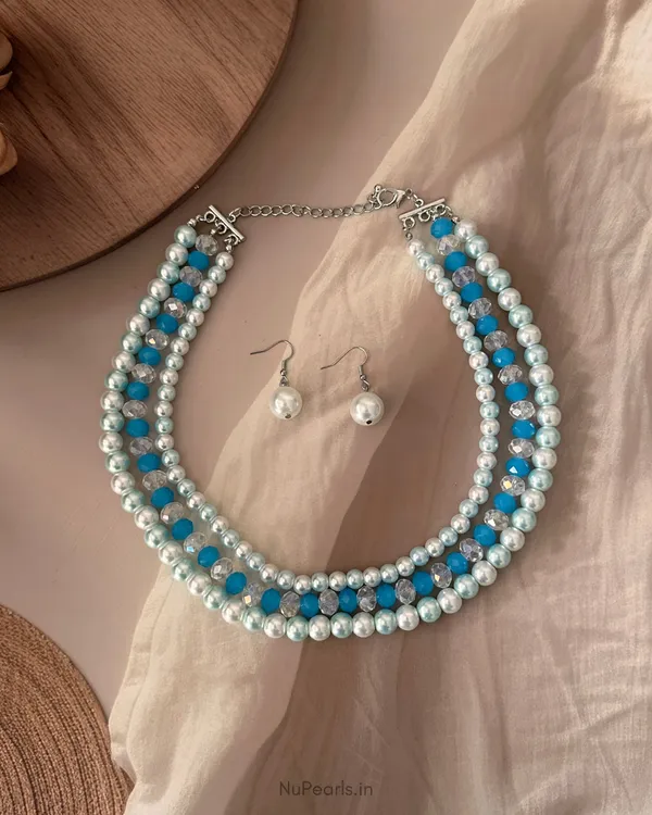 Handmade_Turquoise_Blue_Amelia_Pearl_&_Crystal_3_Layered_Mala_Necklace_With_Earrings