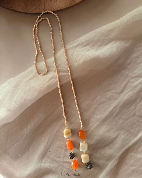 Ira_Peach_&_Orange_Tie_Necklace