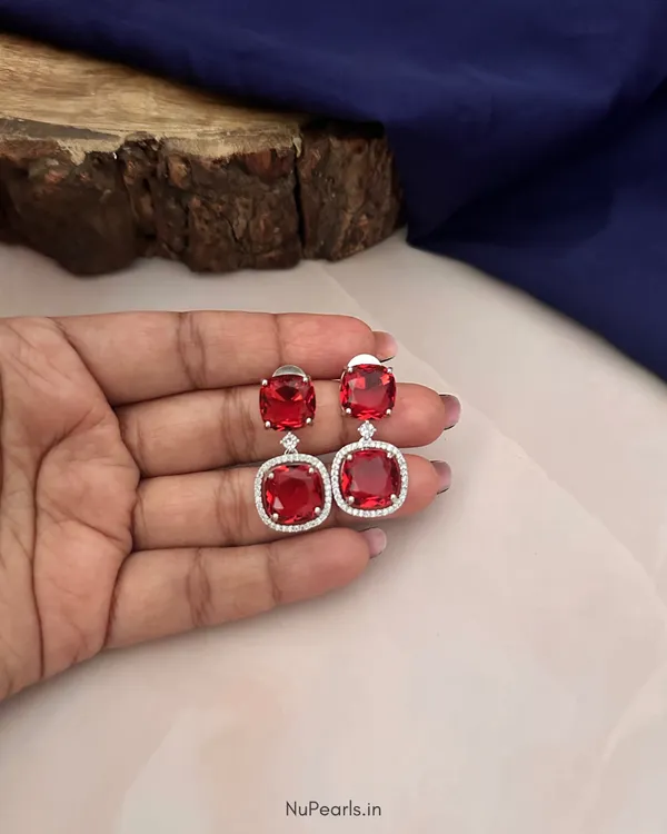 Red_Lucy_Doublet_Cz_Stone_Rhodium_Earrings_For_Women