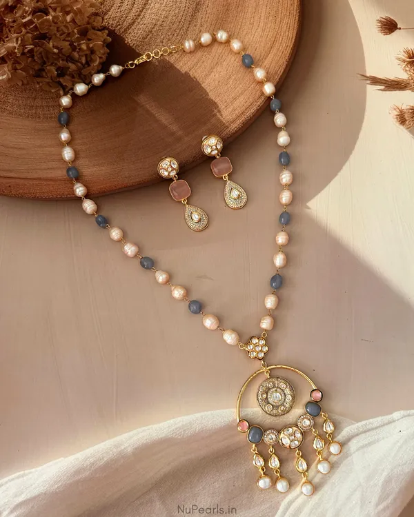 Kainaat_Pink-Blue_Chandbali_Long_Pendant_Set|Handmade_Baroque_Necklace