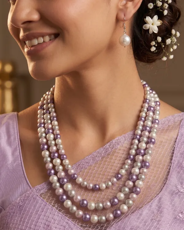 Purple_Silver_Aesha_3_Layered_Pearl_Mala_Necklace_With_Earrings_For_Women