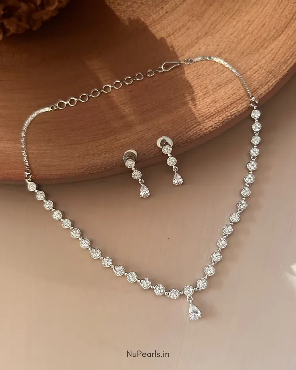 Silver_Lili_Necklace_|_Rhodium_Plated_CZ_Studded_Jewellery_Set_For_Women