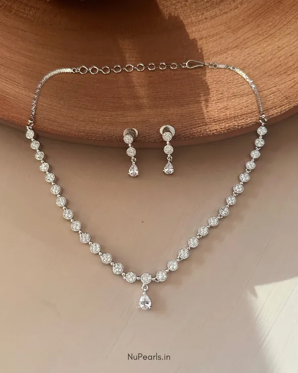 Silver_Lili_Necklace_|_Rhodium_Plated_CZ_Studded_Jewellery_Set_For_Women