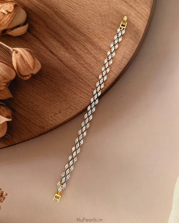 Mina_Gold_Plated_Marquise_CZ_Leaf_Design_Tennis_Bracelet