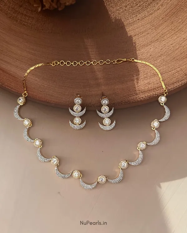 Gold-Silver_Luna_Necklace_|_18K_Gold-Rhodium_Plated_CZ_Studded_Jewellery_Set_For_Women