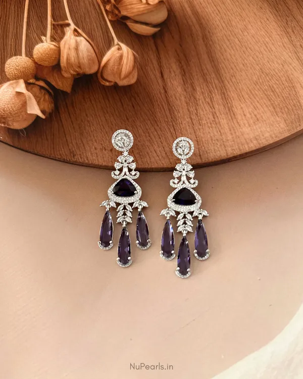 Purple_Grace_American_Diamond_Rhodium_Plated_Chandelier_Party_Earrings_For_Women