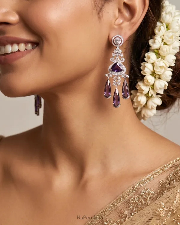 Purple_Grace_American_Diamond_Rhodium_Plated_Chandelier_Party_Earrings_For_Women