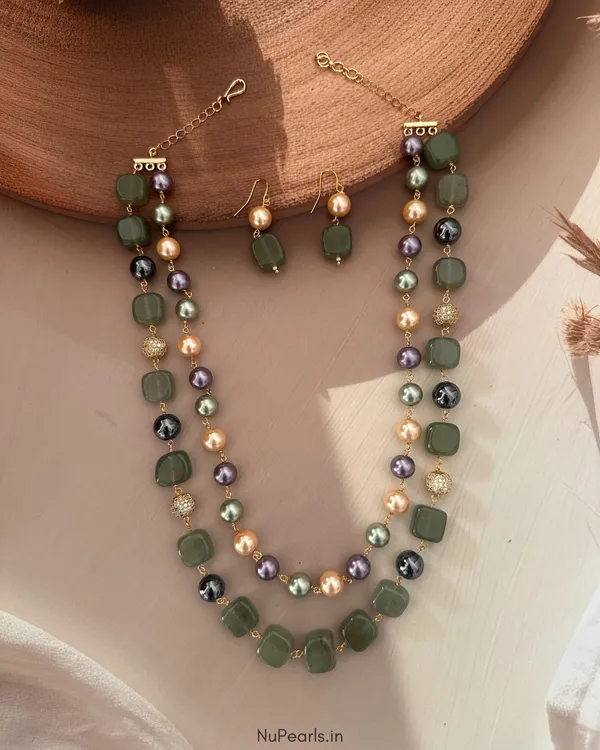 Green_Samah_Double_Layer_Handmade_Pearl_&_Stone_Mala_With_Earrings