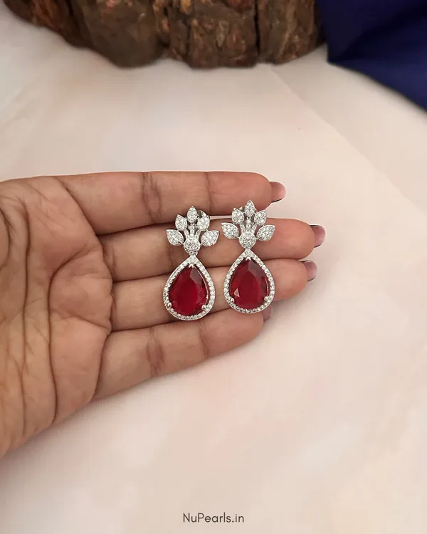 Red_Faye__AD_Stone_drop_Earrings_For_women_|_Rhodium_Plated