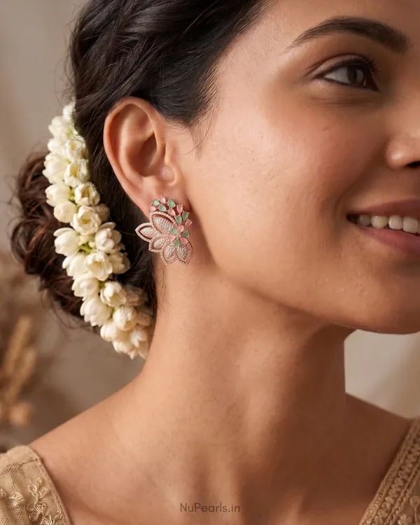 Mint_Green-Pink_Anna_AD_Stone_Studs|18K_Rose_Gold_Plated_Earrings_For_Women