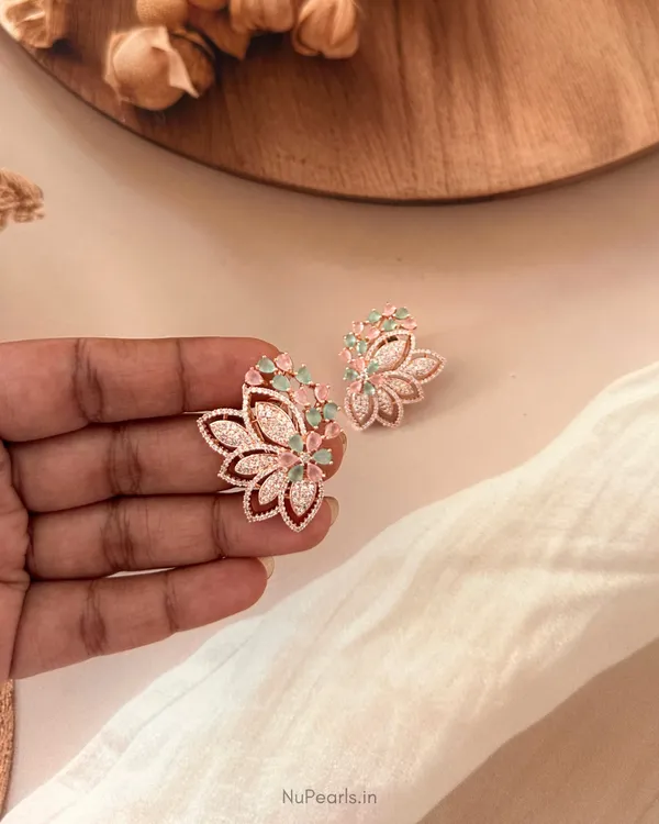 Mint_Green-Pink_Anna_AD_Stone_Studs|18K_Rose_Gold_Plated_Earrings_For_Women