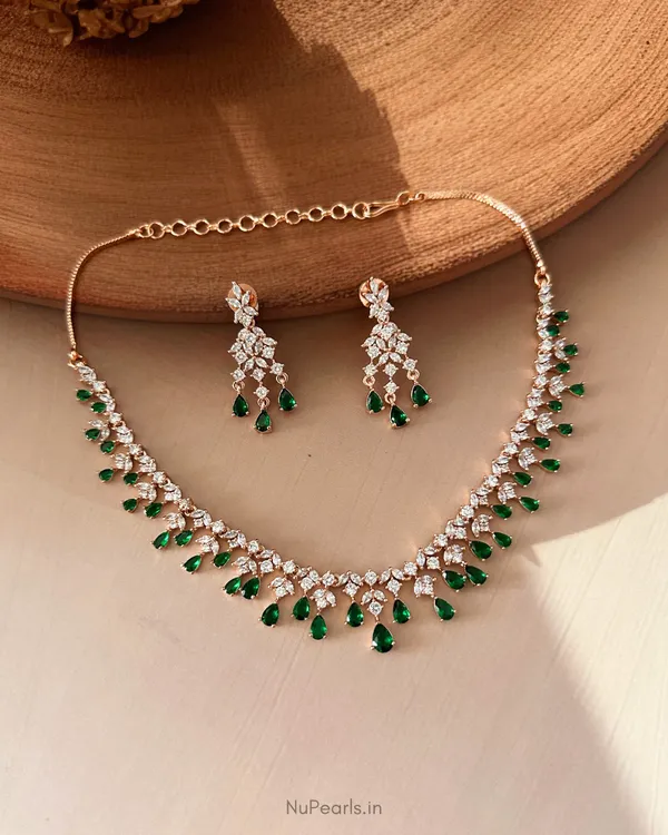 Green_Dwani_Necklace_|_18K_Rose_Gold_Plated_CZ_Studded_Jewellery_Set_For_Women