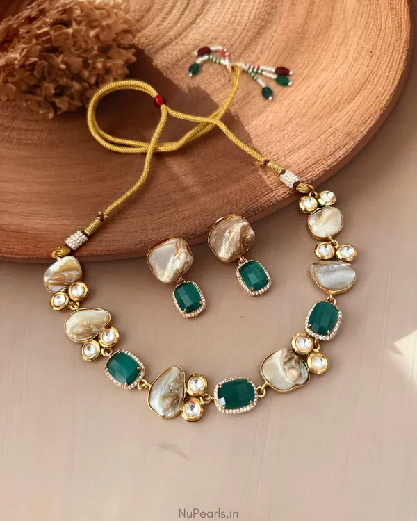 Romaisa_Green_Stone_&_Mother_of_Pearl_Kundan_Necklace_Set_with_American_Diamonds|18K_Gold_Plated