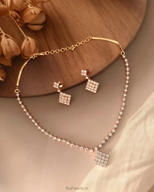 Rose_Gold_Amrit_Geometrical_AD_Necklace_With_Earrings