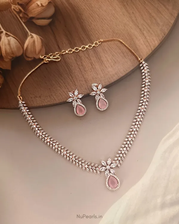 Pink_Eira_Necklace_|_18K_Rose_Gold_Plated_CZ_Studded_Jewellery_Set_For_Women