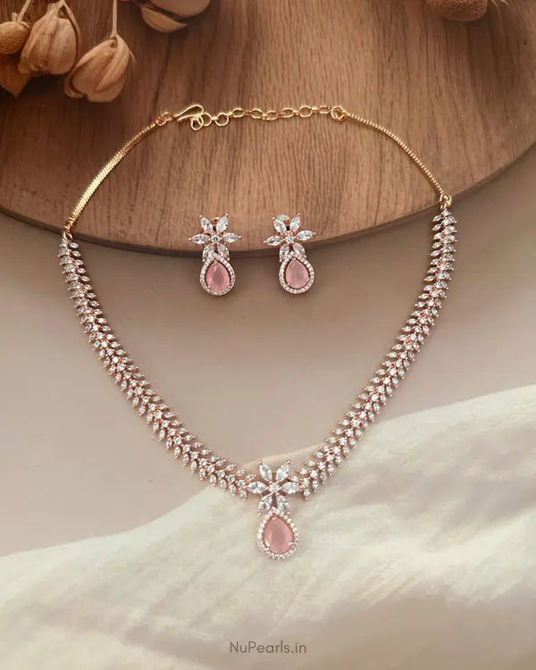 Pink_Eira_Necklace_|_18K_Rose_Gold_Plated_CZ_Studded_Jewellery_Set_For_Women