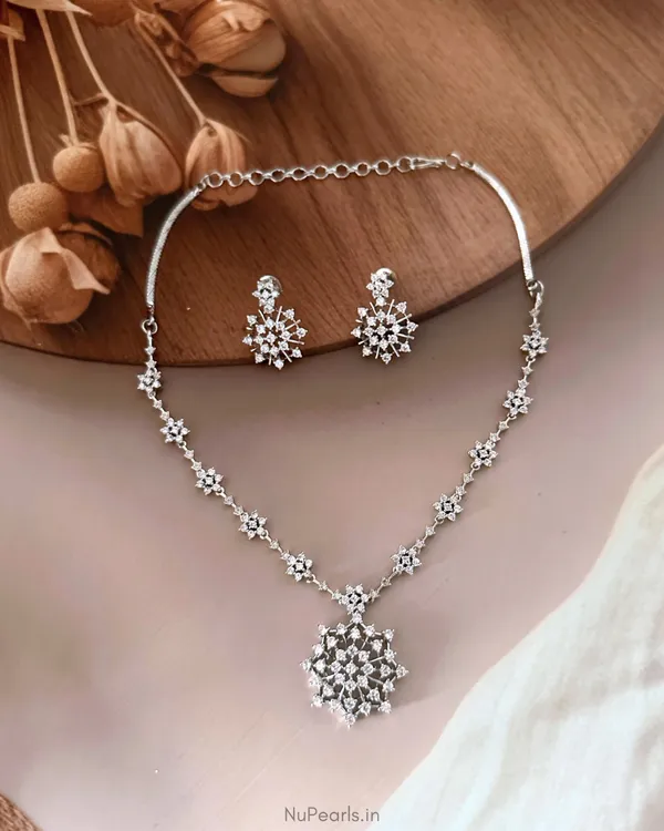 Silver_Heer_AD_Necklace_With_Earrings|_Rhodium_Plated