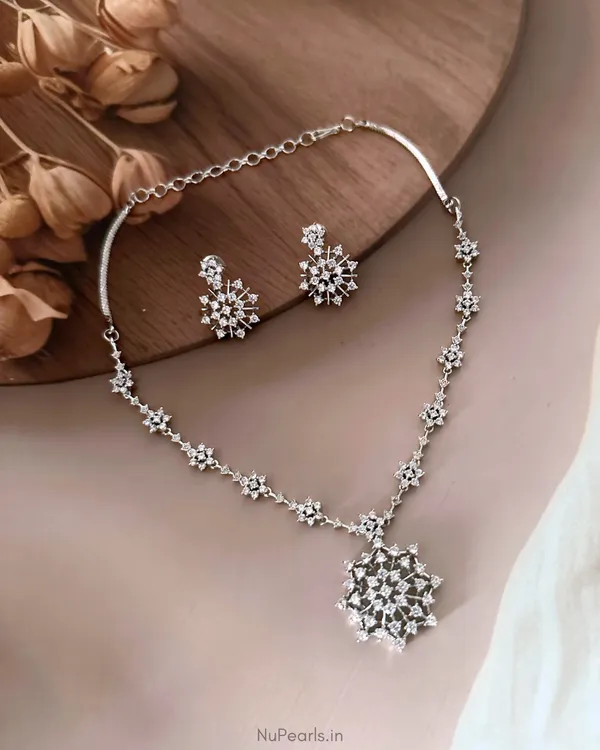 Silver_Heer_AD_Necklace_With_Earrings|_Rhodium_Plated