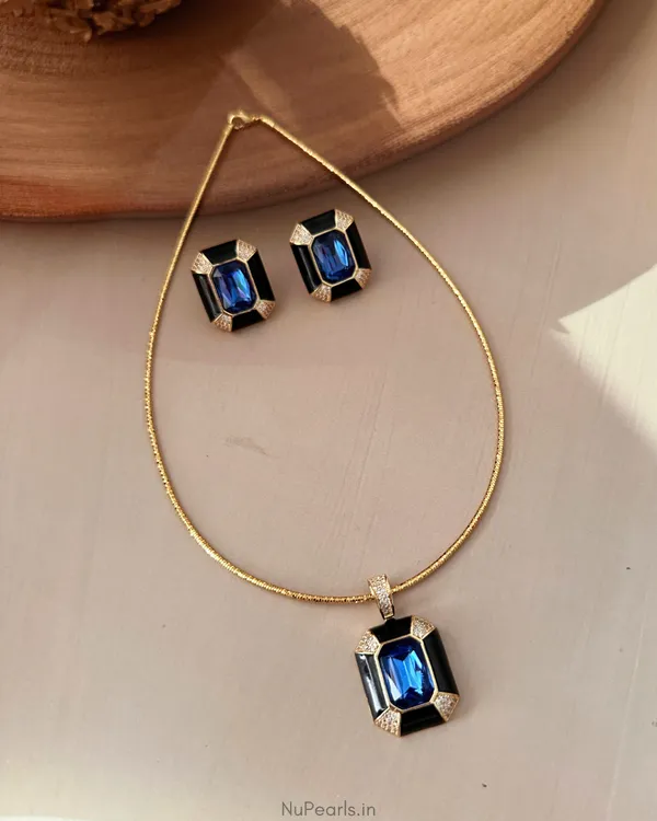 Sloane_Blue_Princess_Cut_Stone_Hasli_Necklace_Set|_Premium_18K_Gold_Polish