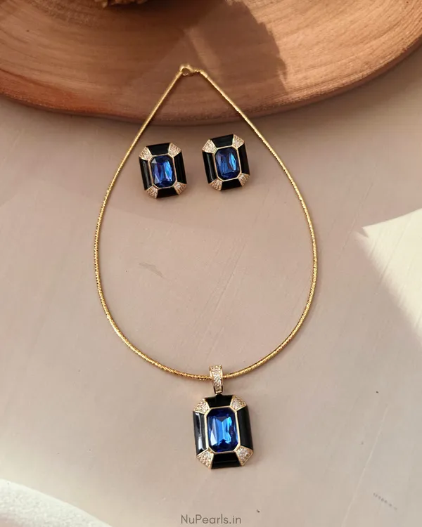Sloane_Blue_Princess_Cut_Stone_Hasli_Necklace_Set|_Premium_18K_Gold_Polish