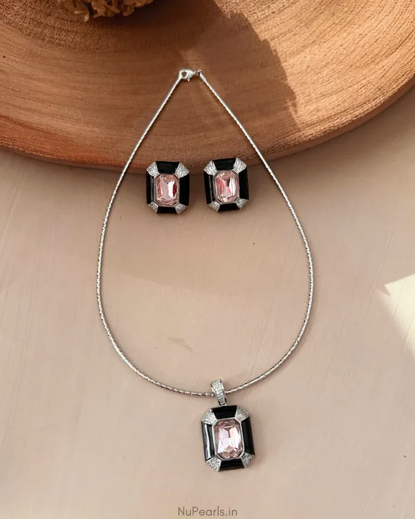 Sloane_Pink_Princess_Cut_Stone_Hasli_Necklace_Set|_Premium_Rhodium_Polish
