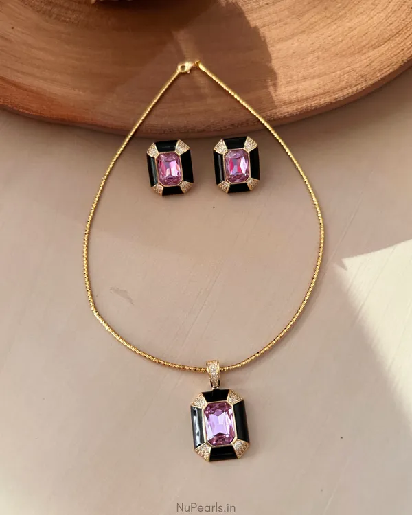 Sloane_Purple_Princess_Cut_Stone_Hasli_Necklace_Set|_Premium_18K_Gold_Polish