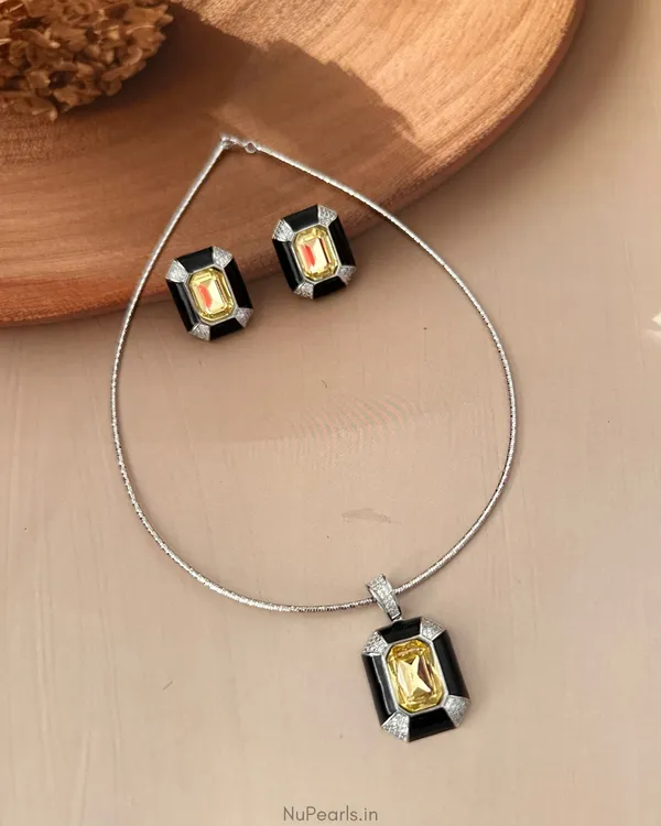 Sloane_Yellow_Princess_Cut_Stone_Hasli_Necklace_Set|_Premium_Rhodium_Polish