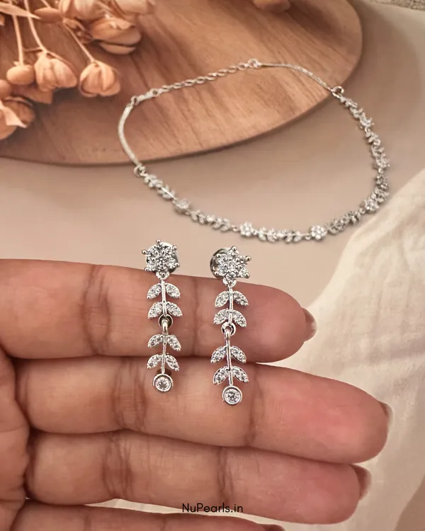 ROSA_Silver_Floral_Necklace_With_CZ_Stone_|_18K_Gold_Plated_Necklace_Set_For_Women