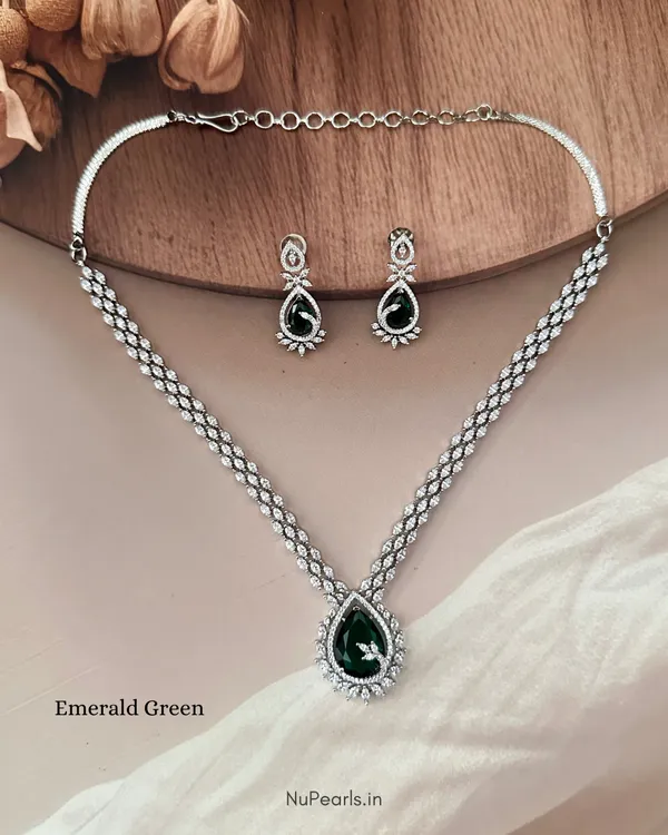 Green_Kyra_AD_Stone_Rhodium_Plated_Drop_Necklace_For_Women
