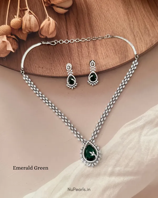 Green_Kyra_AD_Stone_Rhodium_Plated_Drop_Necklace_For_Women