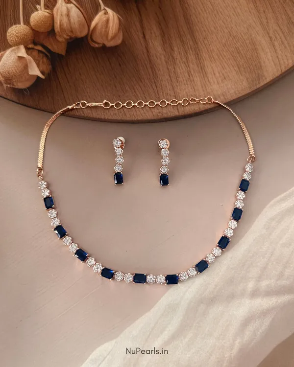 Dark_Blue_Peya_Necklace_|_18k_Rose_Gold_Plated_CZ_Studded_Jewellery_For_Women