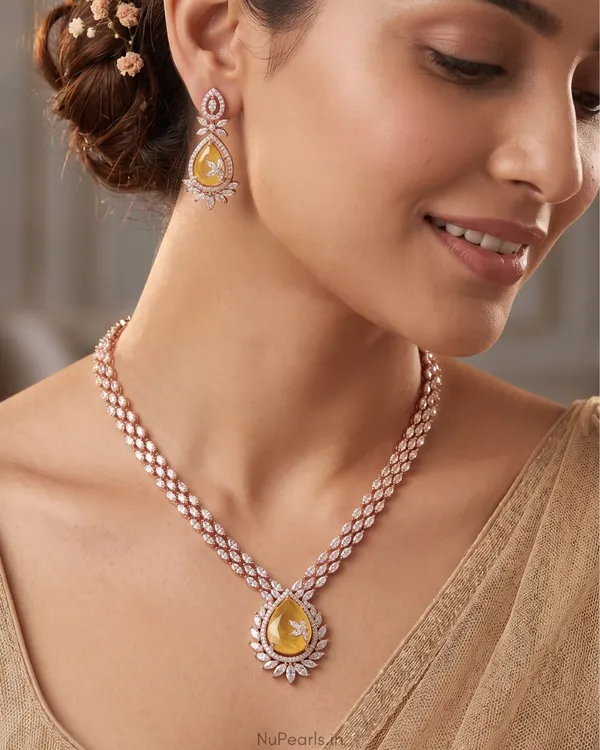 Yellow_Kyra_AD_Stone_18K_Rose_Gold_Plated_Drop_Necklace_For_Women