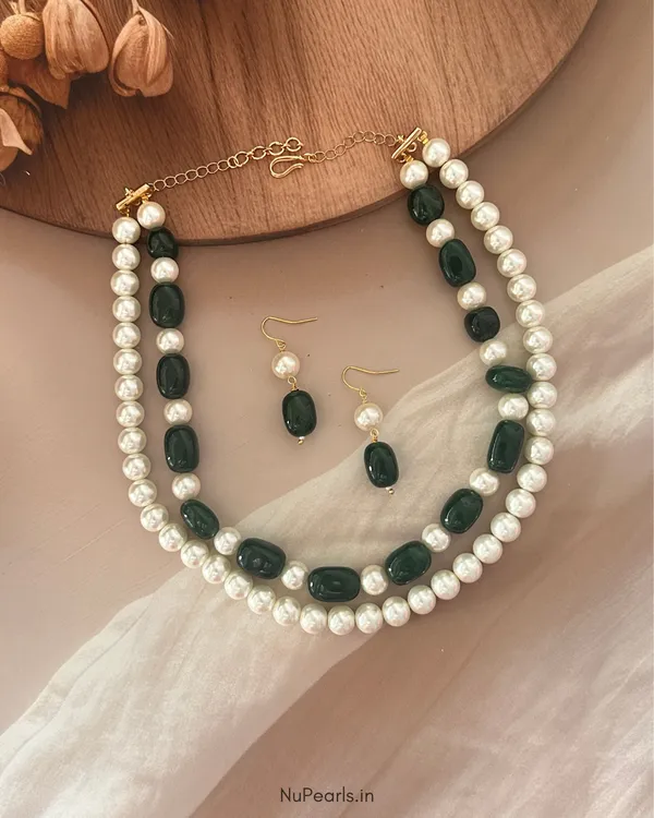 Emerald_Green_Dorie_Stone_&_Pearl_3_Layer_Mala_For_Women