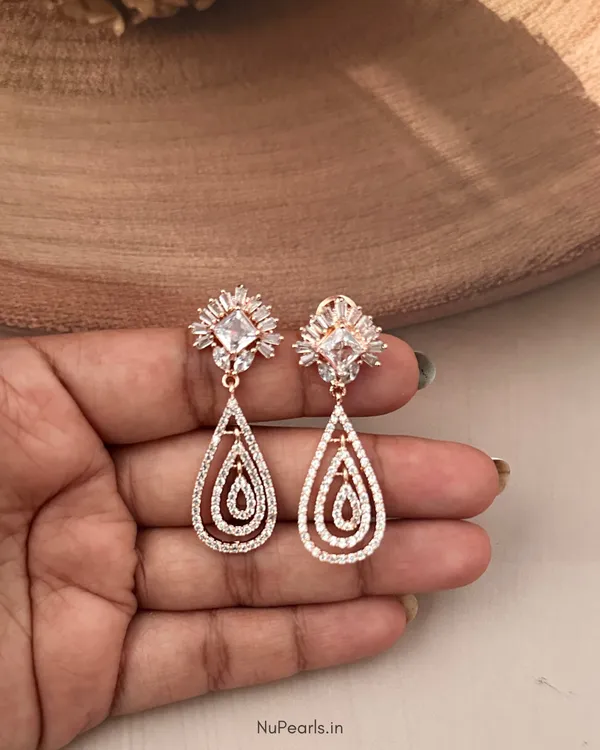 White_Maya_Cz_Stone_Rose_Gold_Dangler_Earrings