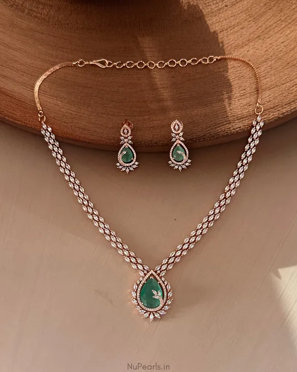 Mint_Green_Kyra_AD_Stone_18K_Rose_Gold_Plated_Drop_Necklace_For_Women