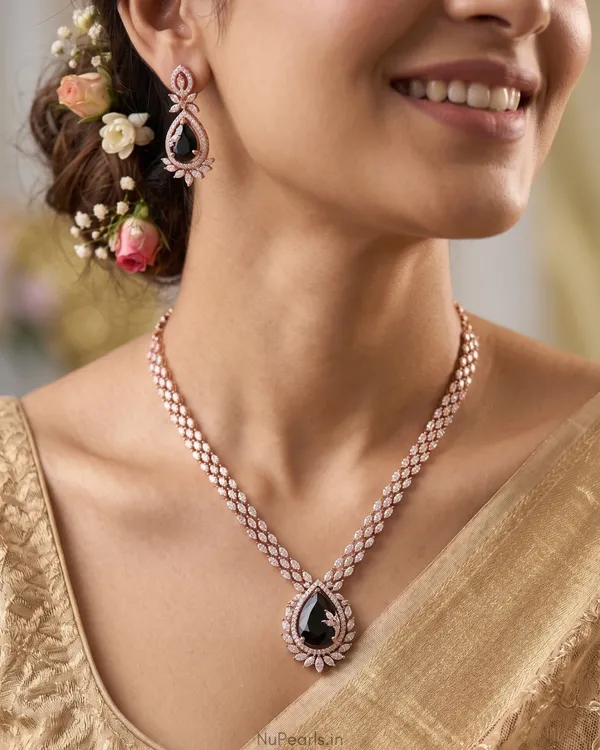 Black_Kyra_AD_Stone_18K_Rose_Gold_Plated_Drop_Necklace_For_Women