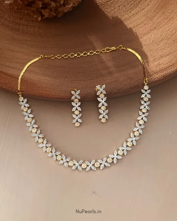 Gold-Silver_Amra_Necklace_|18k_Gold-Rhodium_Plated_CZ_Studded_Jewellery_Set_For_Women