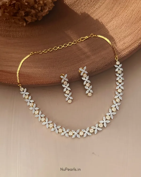 Gold-Silver_Amra_Necklace_|18k_Gold-Rhodium_Plated_CZ_Studded_Jewellery_Set_For_Women