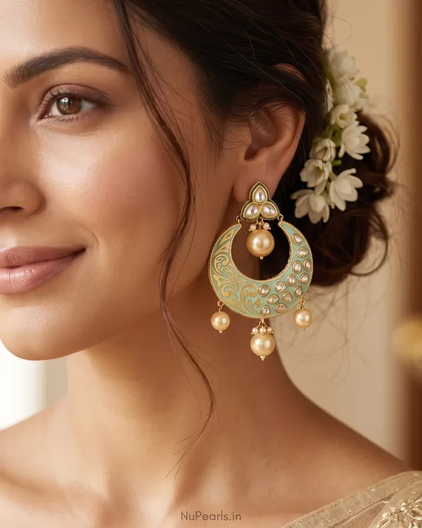Mint_Green_Aarvi_Meena_Polki_Chandbali_Earrings_|18K_Gold_Plated_Earrings_For_Festivals_&_Weddings