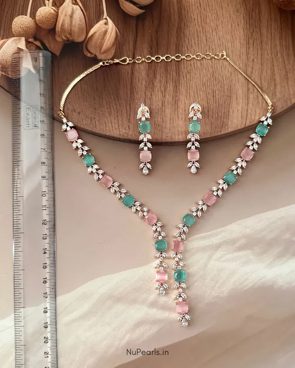 Mint_Green_Zara_Necklace_With_AD_Stone_|_18K_Gold_Plated_Necklace_Set_For_Women