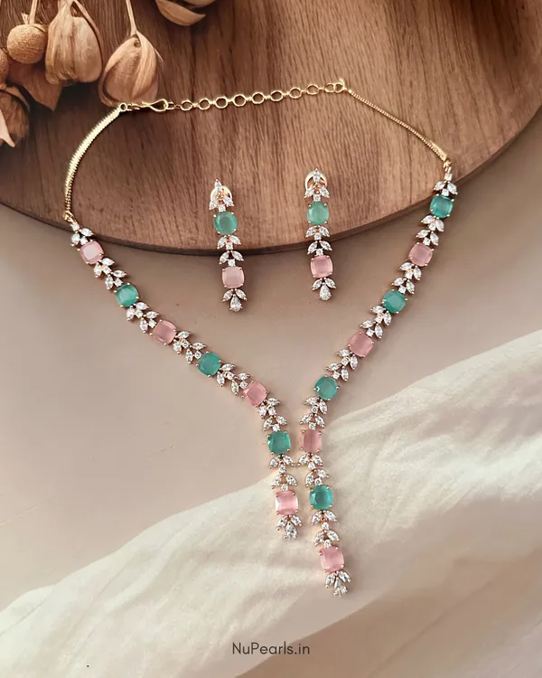 Mint_Green_Zara_Necklace_With_AD_Stone_|_18K_Gold_Plated_Necklace_Set_For_Women