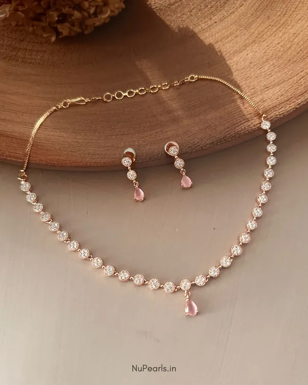 Pink_Lili_Necklace_|_18K_Rose_Gold_Plated_CZ_Studded_Jewellery_Set_For_Women