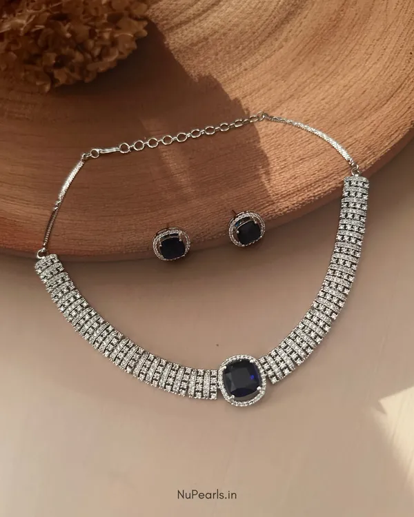 Dark_Blue_Liba_Choker_Necklace_|_Rhodium_Plated_CZ_Studded_Jewellery_Set_For_Women