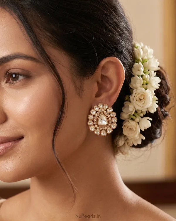 Kavya_Moissanite_Polki_Studs_|_Premium_Polish_designer_Earrings_For_Parties