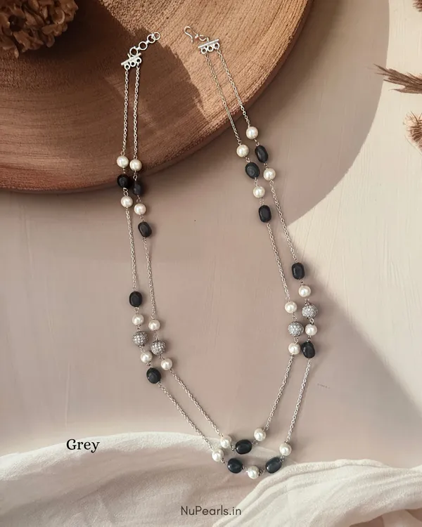 Grey_Zoe_Pearl_&_Stone_Double_Layered_Mala_In_Silver_Chain_For_Women